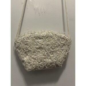 La Regale Ivory Satin Beaded Purse Evening Wedding Party Bridal Flower Girl